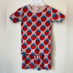 Hanna Andersson Pink Pajama Set with Strawberry Design 4T